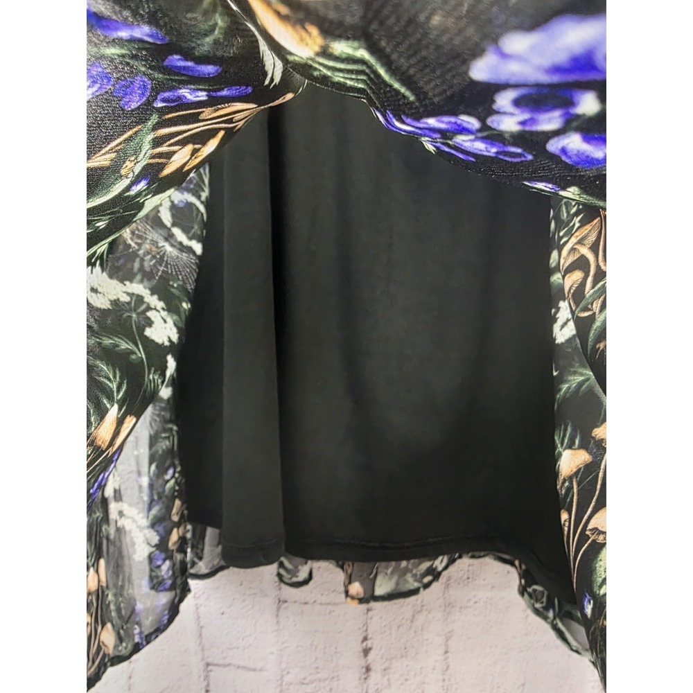 Disturbia Midi Flare Skirt sz 16 Mushroom Bird Skeleton Grunge Gothic Goth - Picture 4 of 10